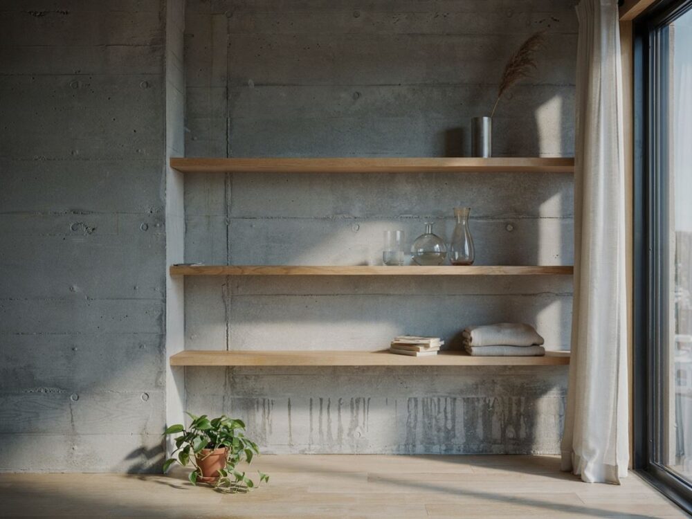 naturalne drewno i beton